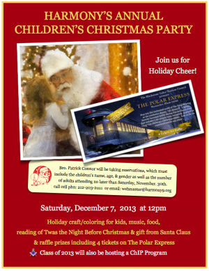 Harmony Christmas Party 2013 Flyer image