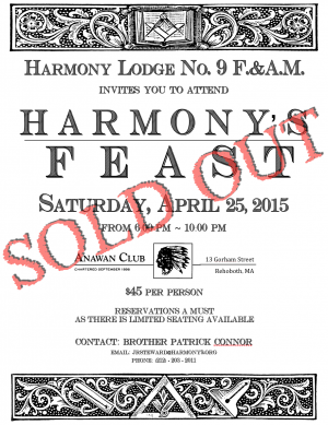 Ancient Masonic Feast Flyer3 SOLD OUT