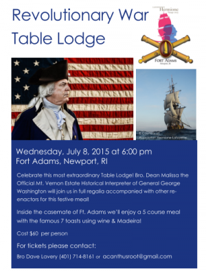 Rev War Table Lodge Flyer image