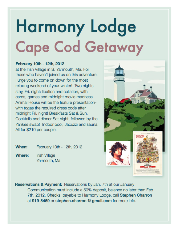 Harmony Lodge Cape Cod Getaway – February 10th-12th