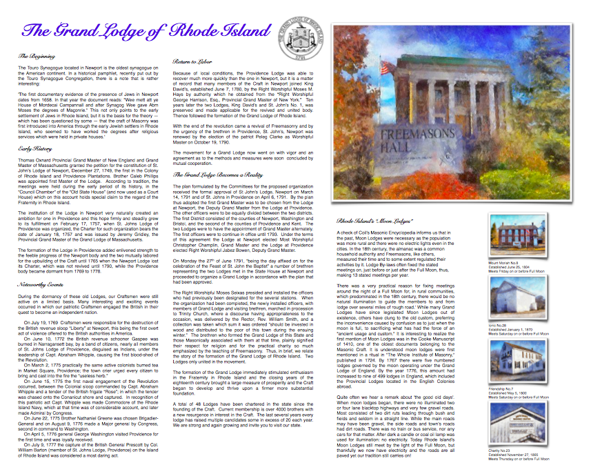Grand Lodge of Rhode Island on Display @ George Washington Masonic Memorial