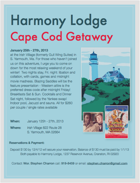 Harmony Lodge Cape Cod Getaway – January 25th-27th