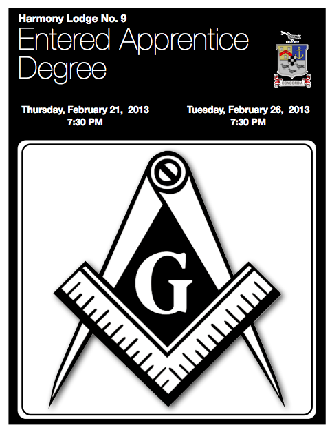 Entered Apprentice Degree – Thursday, February 21st & Tuesday, February 26th @ 7:30