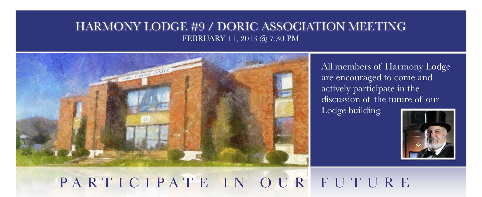 Harmony Lodge #9 / Doric Association Meeting – February 11th @ 7:30