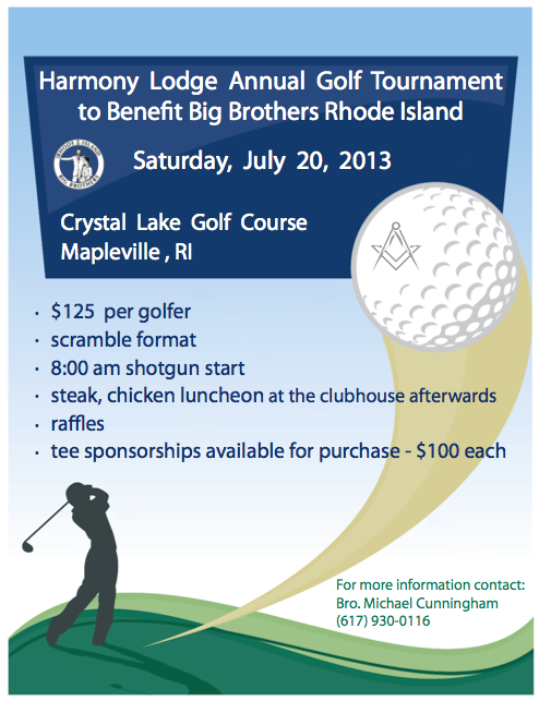 Harmony’s Annual Golf Tournament to Benefit Big Brothers Rhode Island Saturday, July 20, 2013