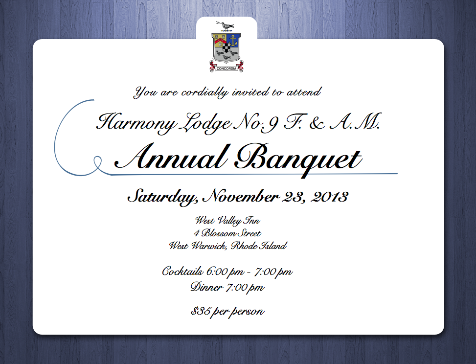Harmony’s Annual Banquet – Saturday, November 23, 2013