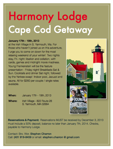 Cape Cod Getaway – January 17, 2014 – January 19, 2014